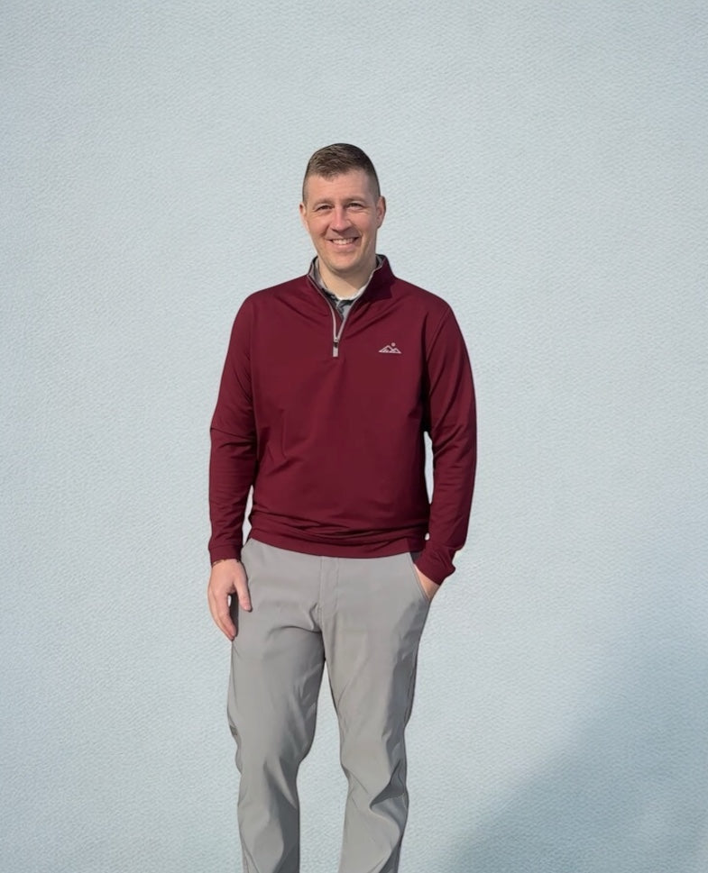 Apex Performance 1/4 Zip - Maroon - Apex Apparel
