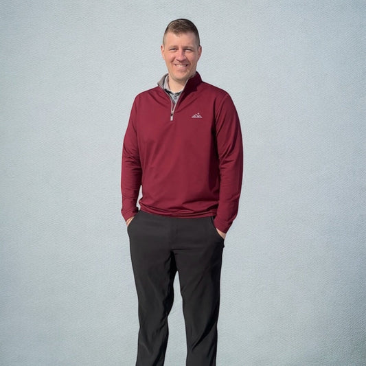 Apex Performance 1/4 Zip - Maroon - Apex Apparel